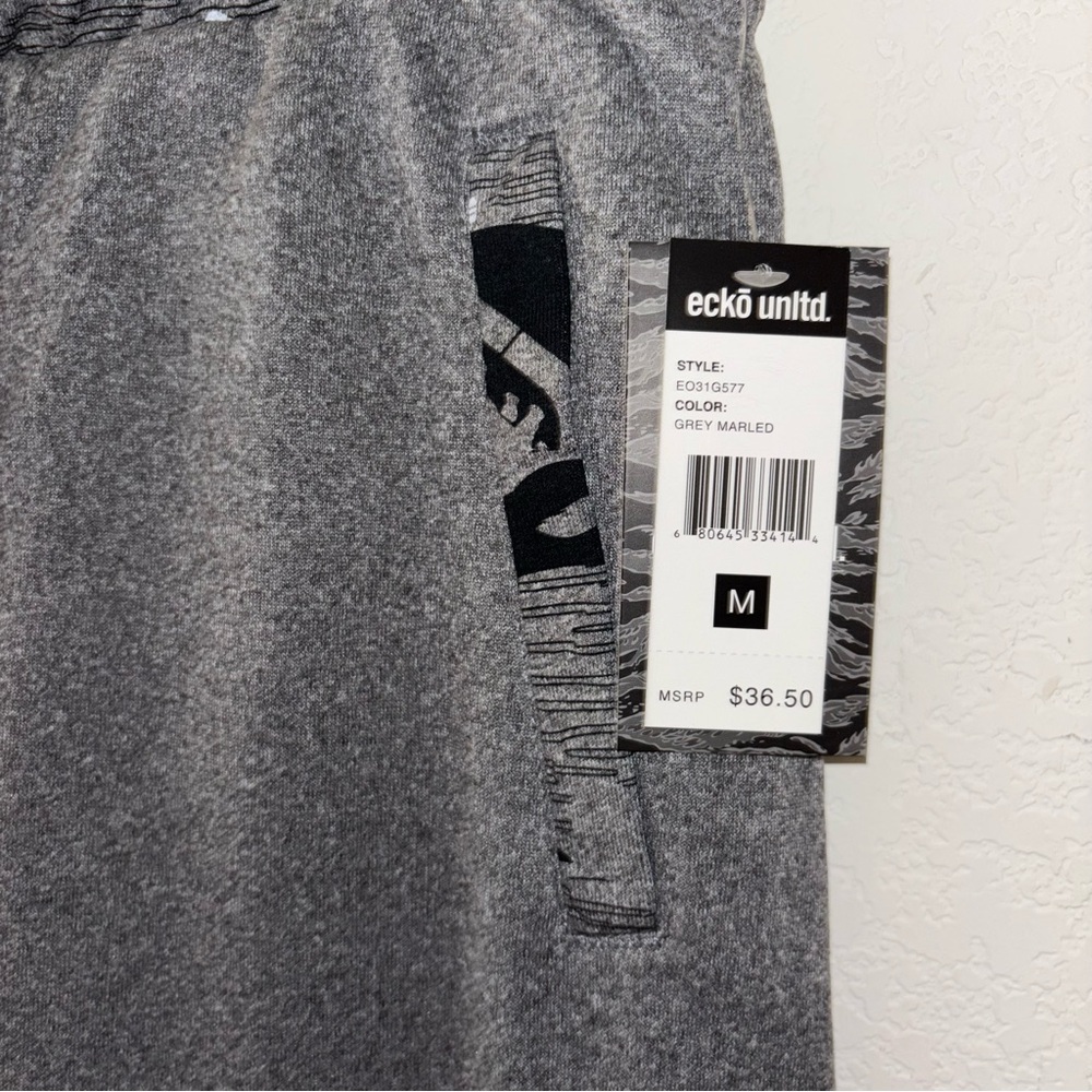 Ecko Unltd Men's Sweatpants Embroidered Vertical Logo Fleece Jogger in Grey - Picture 6 of 6